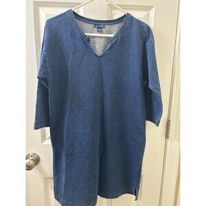 J Jill Indigo Pure Jill Womens Blue V-Neck Long Sleeve Tunic Dress XS Petite